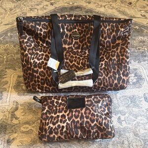 Coach Brown Leopard Print Tote with Pouch